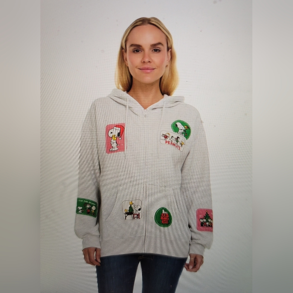 NWT Snoopy Peanuts Full Zip 2 Pocket Hoodie
